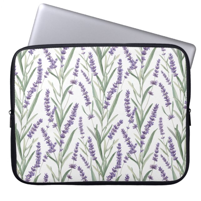 Lavender Botanical Pattern Laptop Sleeve (Front)