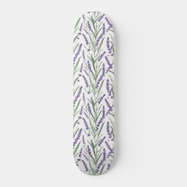 Lavender Botanical Pattern Skateboard (Front)