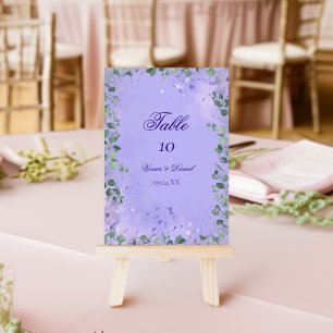 Lavender Botanical Wedding Table Number Card
