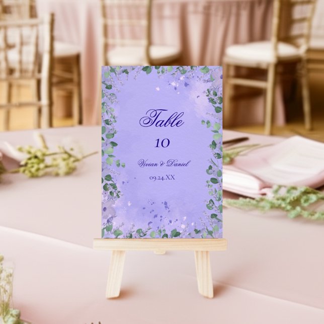 Lavender Botanical Wedding Table Number Card (Creator Uploaded)