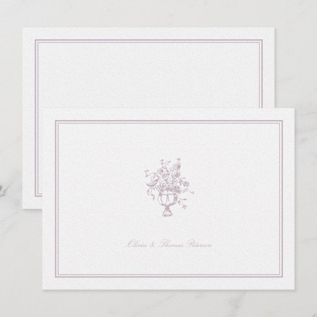 Lavender Bouquet Classic Frame Wedding Couple Card (Front/Back)