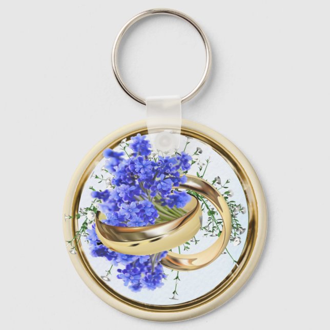 Lavender Bouquets  gold rings Keychain (Front)