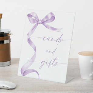 Lavender Bow Cards and Gifts Pedestal Sign