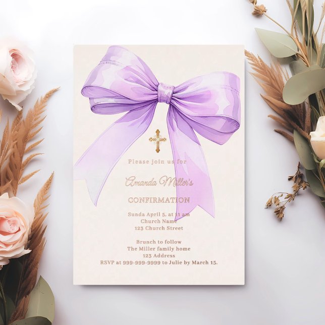 Lavender bow cream girl Confirmation rose gold (Creator Uploaded)