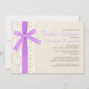 Lavender Bow & Lace Bridal Shower Invitations