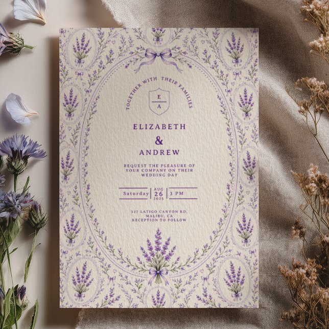 Lavender Bow Wedding Invitation (Creator Uploaded)