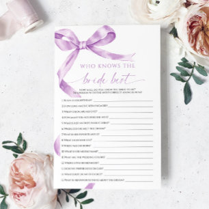 Lavender Bow Who Knows The Bride Best Game
