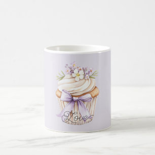 Lavender Bow Wildflower Love Cupcake Coffee Mug