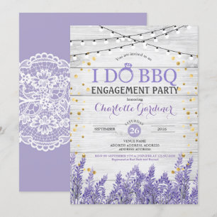 Lavender bridal shower invitation rustic gold