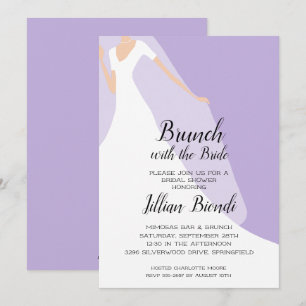 Lavender Bridal Shower Invitations Gown and Veil