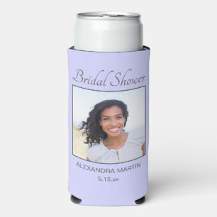 Lavender Bridal Shower Photo Seltzer Can Cooler