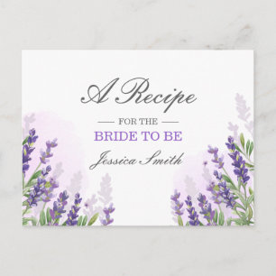 Lavender Bridal Shower Recipe Card Purple Rustic