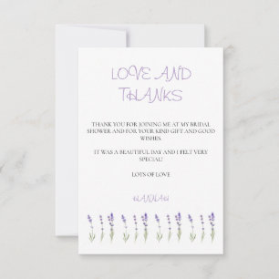 Lavender Bridal Shower Thank You  Card