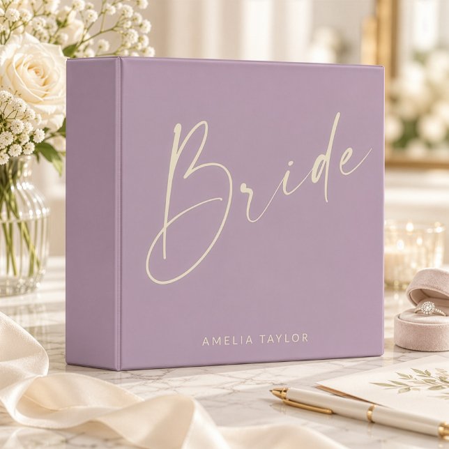Lavender Bride Script Wedding Planner Personalized Binder (Creator Uploaded)