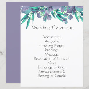 Lavender & Bright Green Botanical Wedding Program