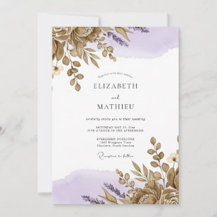 Lavender Bronze Rustic Wedding Invitation