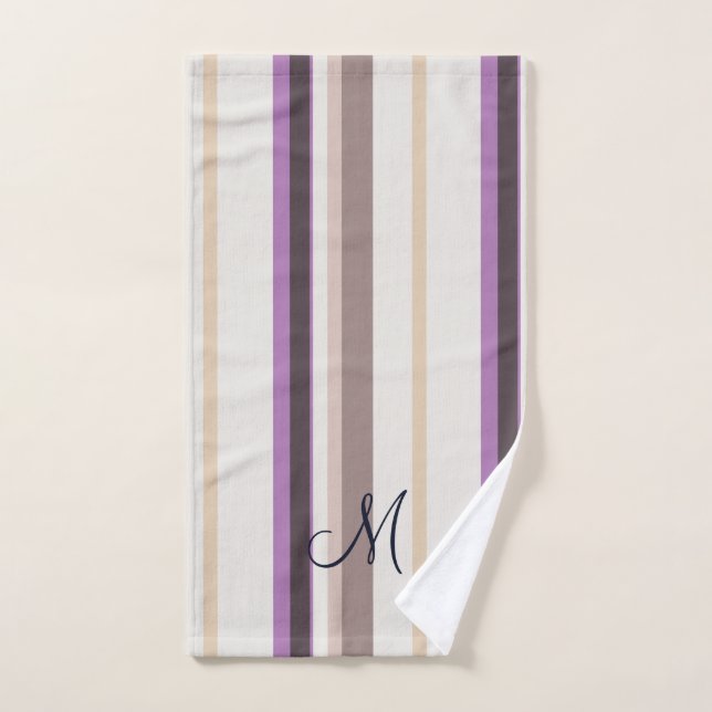 Lavender, Brown & Ivory Simple Decorative  Bath Towel Set (Hand Towel)