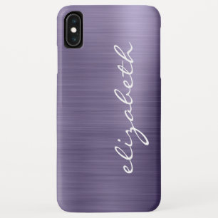 Lavender Brushed Metal Personalized Script iPhone XS Max Case