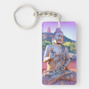 lavender buddha meditating keychain