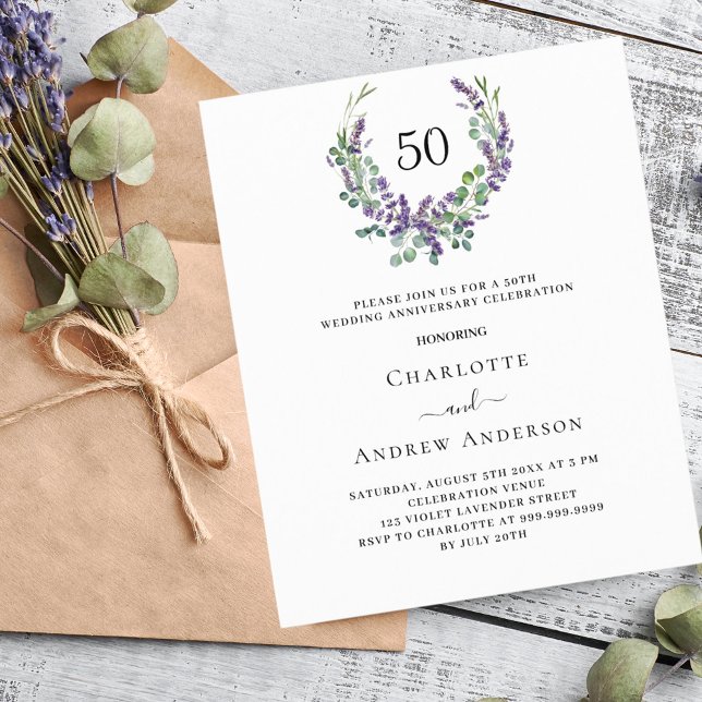 Lavender budget wedding anniversary invitation (Creator Uploaded)