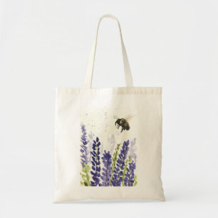 Lavender bumblebee watercolor insect Flowers herbs Tote Bag