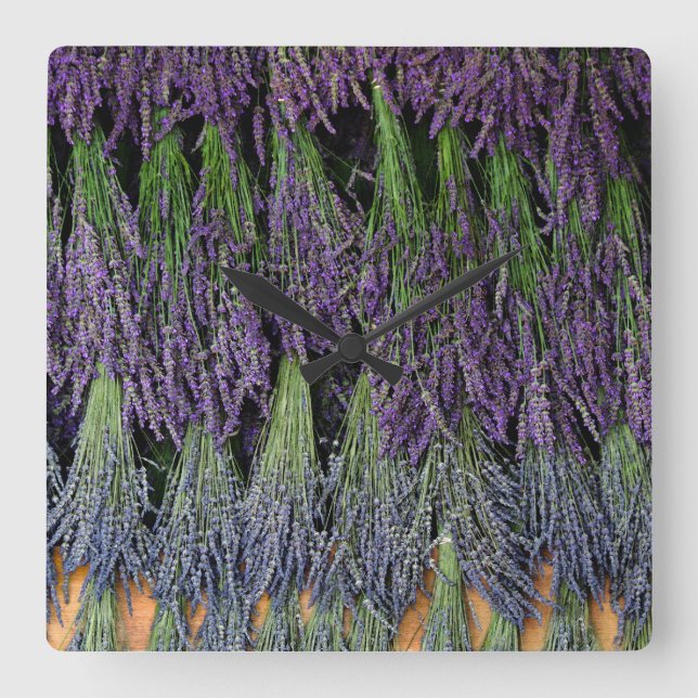 Lavender Bundles on a Drying Rack Square Wall Clock (Front)