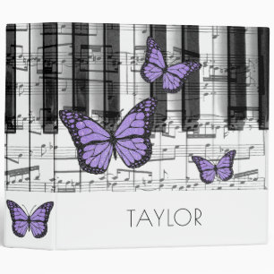 lavender butterflies music piano binder