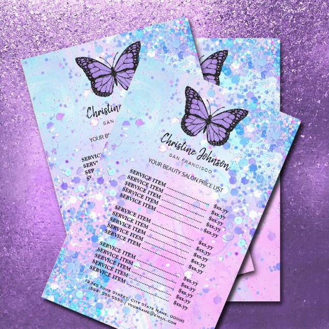 lavender butterfly beauty salon flyer