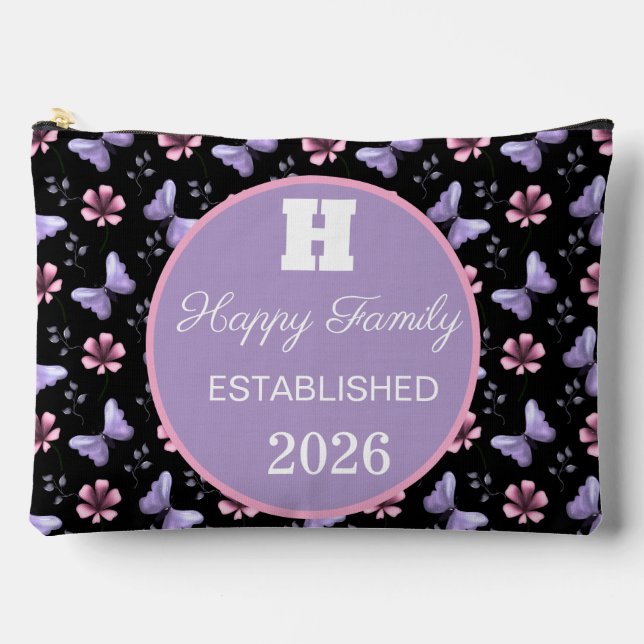 Lavender Butterfly & Pink Floral Seamless Pattern Accessory Pouch (Front)