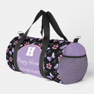 Lavender Butterfly & Pink Floral Seamless Pattern Duffle Bag