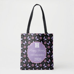 Lavender Butterfly & Pink Floral Seamless Pattern Tote Bag