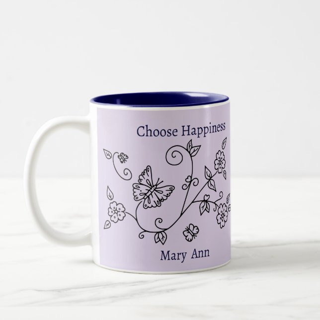 Lavender Butterfly Reminder Mug (Left)