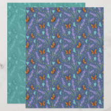 Lavender Butterfly Scrapbook Paper