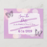 Lavender Butterfly Wedding Save the Date