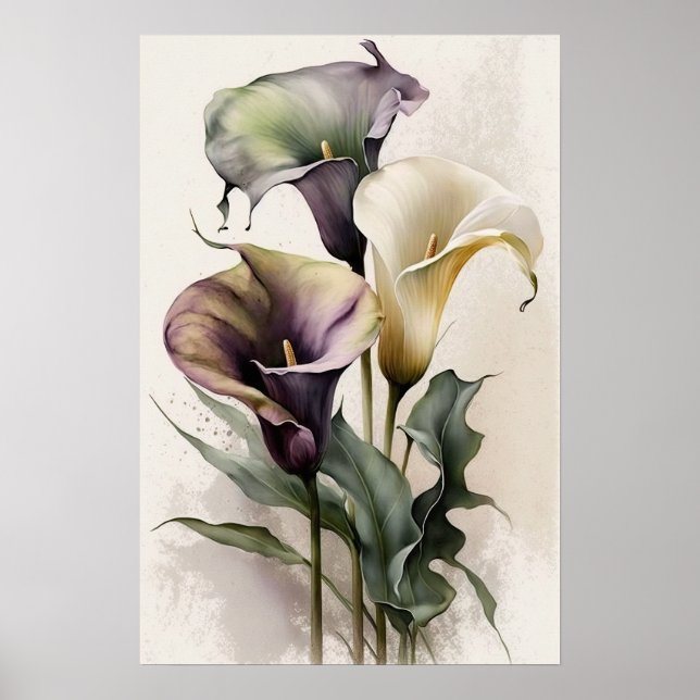 Lavender Calla Lilies Lily Flower Art Print Poster (Front)