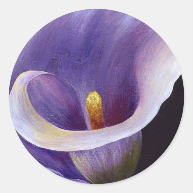 Lavender Calla Lily Classic Round Sticker (Front)