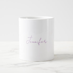 Lavender Calligraphy Elegant Plain Simple Name Large Coffee Mug