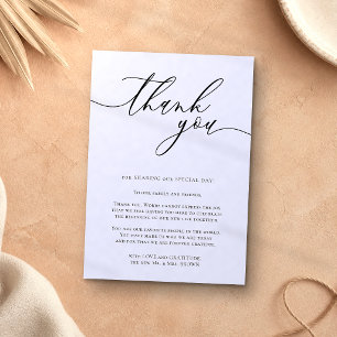 Lavender Calligraphy Simple Custom Photo Thank You Enclosure Card