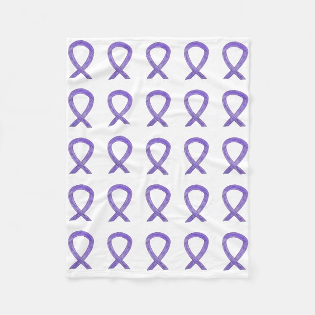 Lavender Cancer Awareness Ribbon Fleece Blanket (Front)