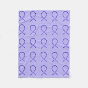 Lavender Cancer Awareness Ribbon Fleece Blankets