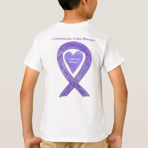 Lavender Cancer Awareness Ribbon Heart Art Shirts