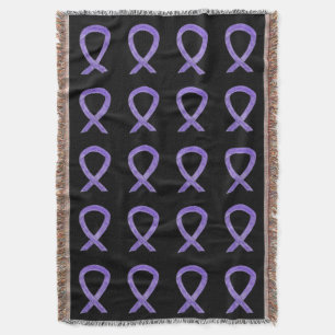 Lavender Cancer Awareness Ribbon Throw Blankets