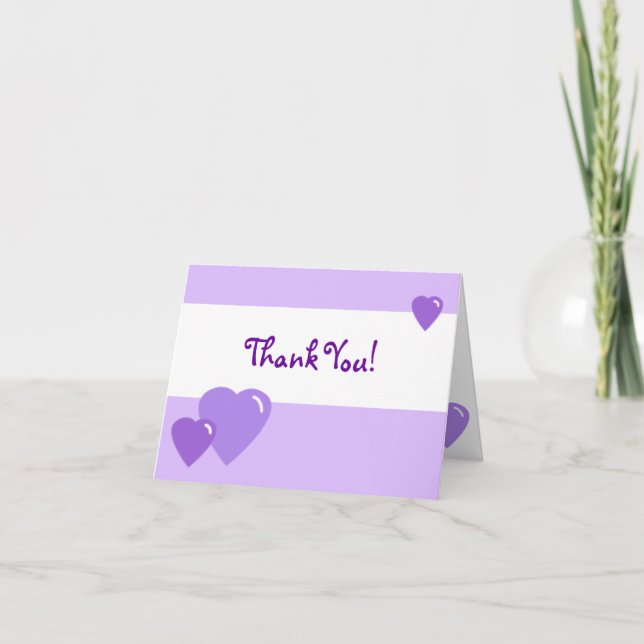 Lavender Candy Hearts Thank You Card (Front)