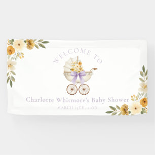 Lavender Carriage Welcome Banner   Baby Shower