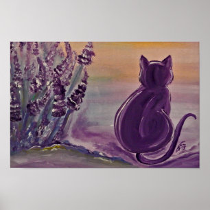 "Lavender Cat" poster from archive paper