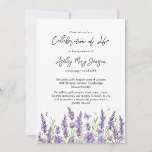 Lavender Celebration of Life Photo Funeral Invitation