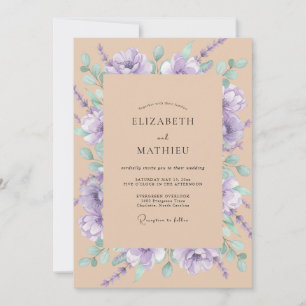 Lavender Champagne Botanical Floral Wedding Invitation