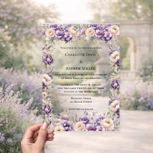 Lavender champagne cream floral luxury wedding acrylic invitations