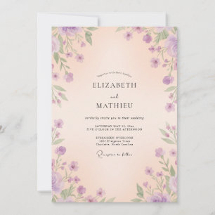 Lavender Champagne Wildflower Wedding Invitation