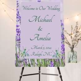 Lavender Champs Mariage Grande Affiche de bienvenu